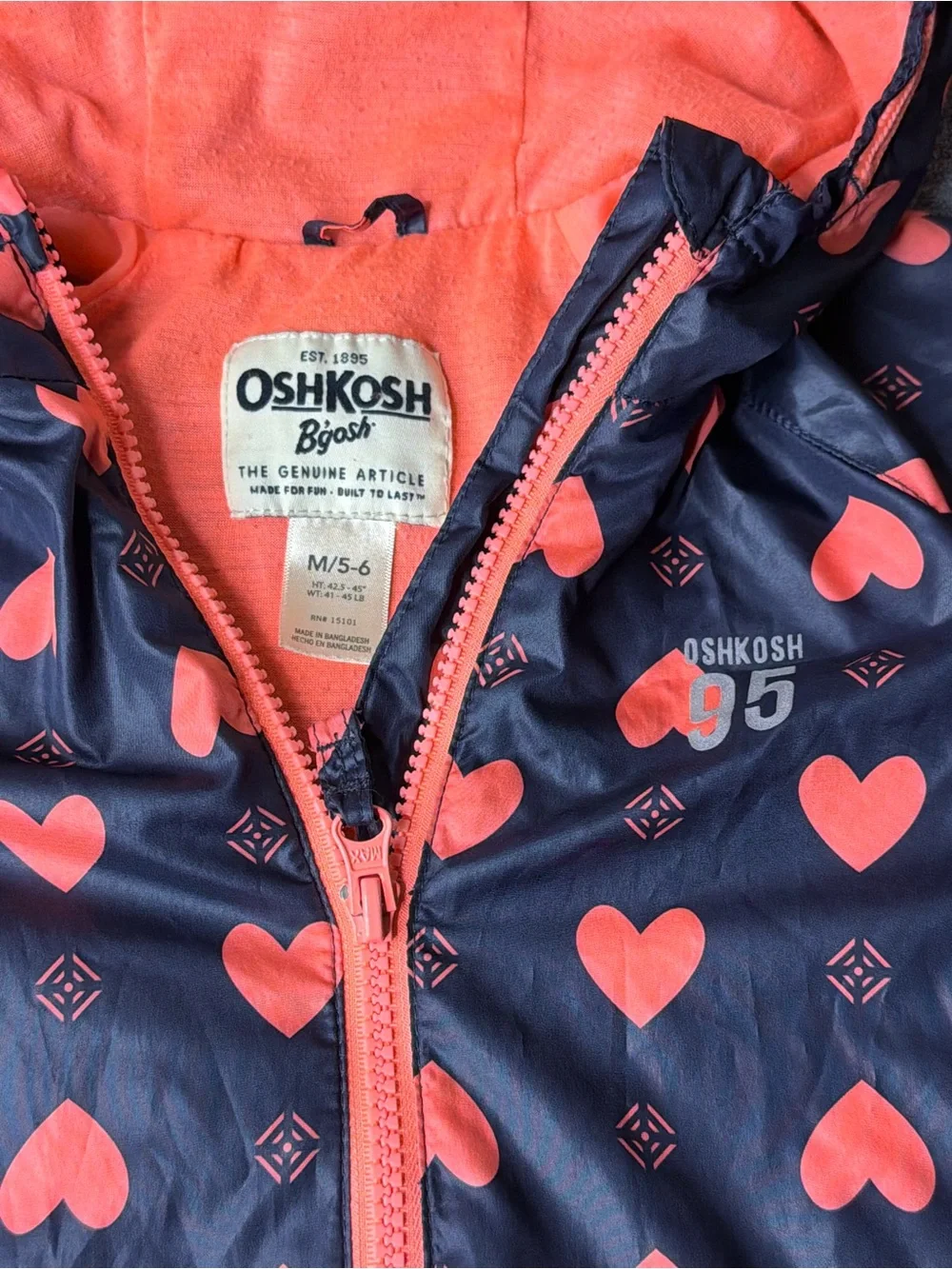 OshKosh B'gosh Navy Jacket with Coral Heart Print